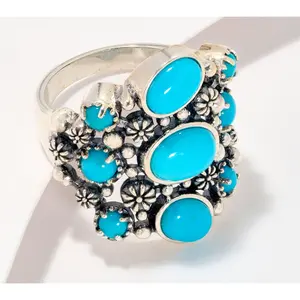 American West 9-Stone Sleeping Beauty Turquoise Ring, Sterling Silver