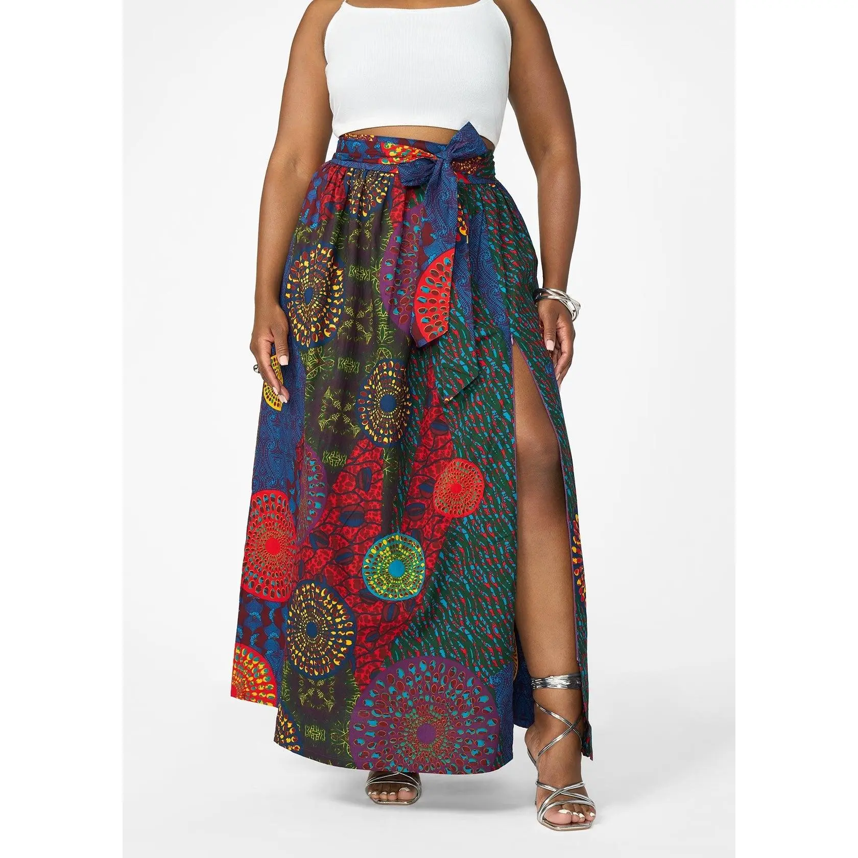 Isioma Women's African Print Maxi Skirt (New Harvest Multipattern)