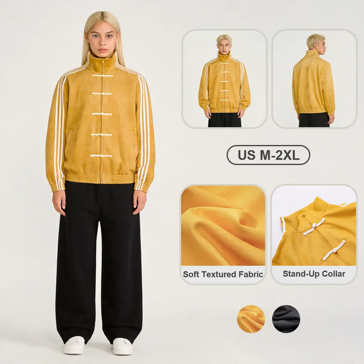 Pwest Y2K Chinese New Year Jacket –Toggle-Style Frog Buttons, Soft
