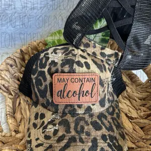 May Contain Alchol Criss Cross Ponytail Hat, ponytail hat, stylish hat