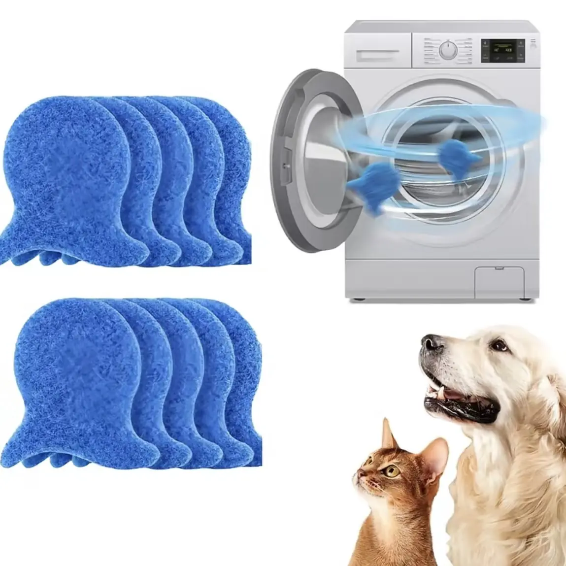 6-piece Lint Remover Set, Reusable Washing Machine Hair Catcher. It efficiently traps pet hair, fabric lint and debris, and works both wet and dry to meet all your laundry needs.