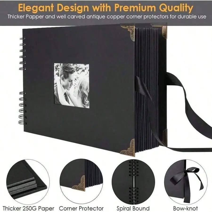 DIY Christmas Photo Album Set, 80 Pages, Heavy Weight Paper, Adhesive Stickers, Baby Family Anniversary Birthday Valentine Wedding Gift