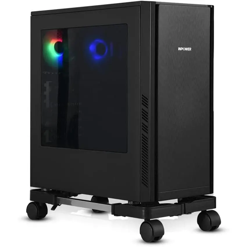 Computer Tower Stand, Adjustable Mobile CPU Stand with Rolling Caster Wheels,  PC Tower Stand Holder for Floor Carpet Gaming PC Case