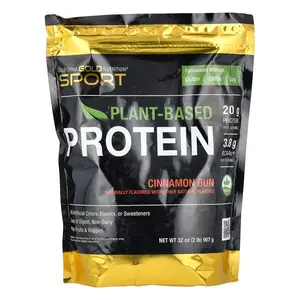California Gold Nutrition Sport, Plant-Based Protein with Organic Brown Rice Protein Concentrate, Flaxseed, Chia Seed, Cinnamon Bun, 2 lb (907 g)