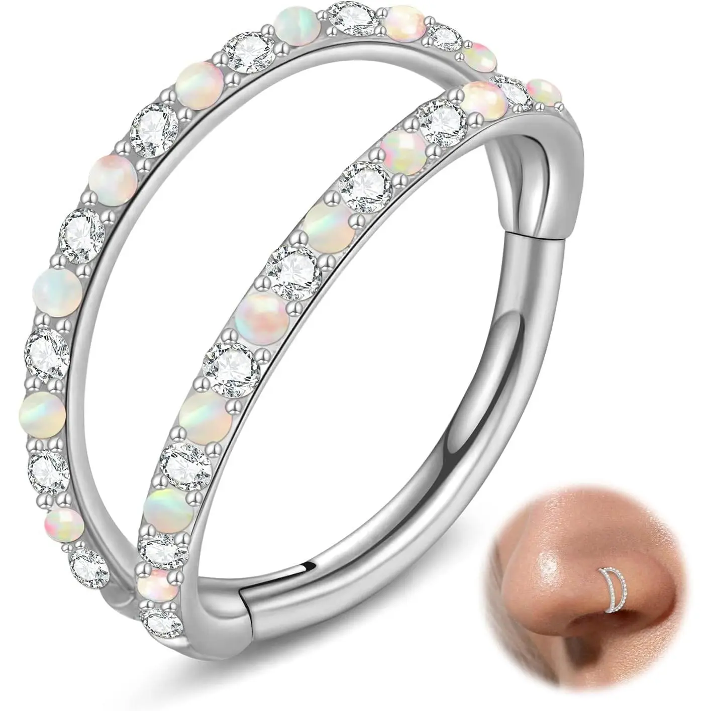 316L Stainless Steel Septum Rings: Hoop, Triple Stacked, Cartilage, Helix, Tragus, Round Hinged Nose Rings - Piercing  for Women & Men