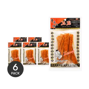 6 Pack WEILONG Big Latiao - Chinese Spicy Wheat Gluten Strip Snack, Bold & Chewy Chili Flavor, 3.6 oz Each