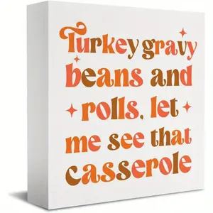 Christmas Halloween Decoration，Funny Fall Thanksgiving Desk Decor, Thanksgiving Decoration for Home Sign Text-only Decor, Turkey Gravy Sign Home Office Desk Shelf Cubicle 5 X 5 Inch