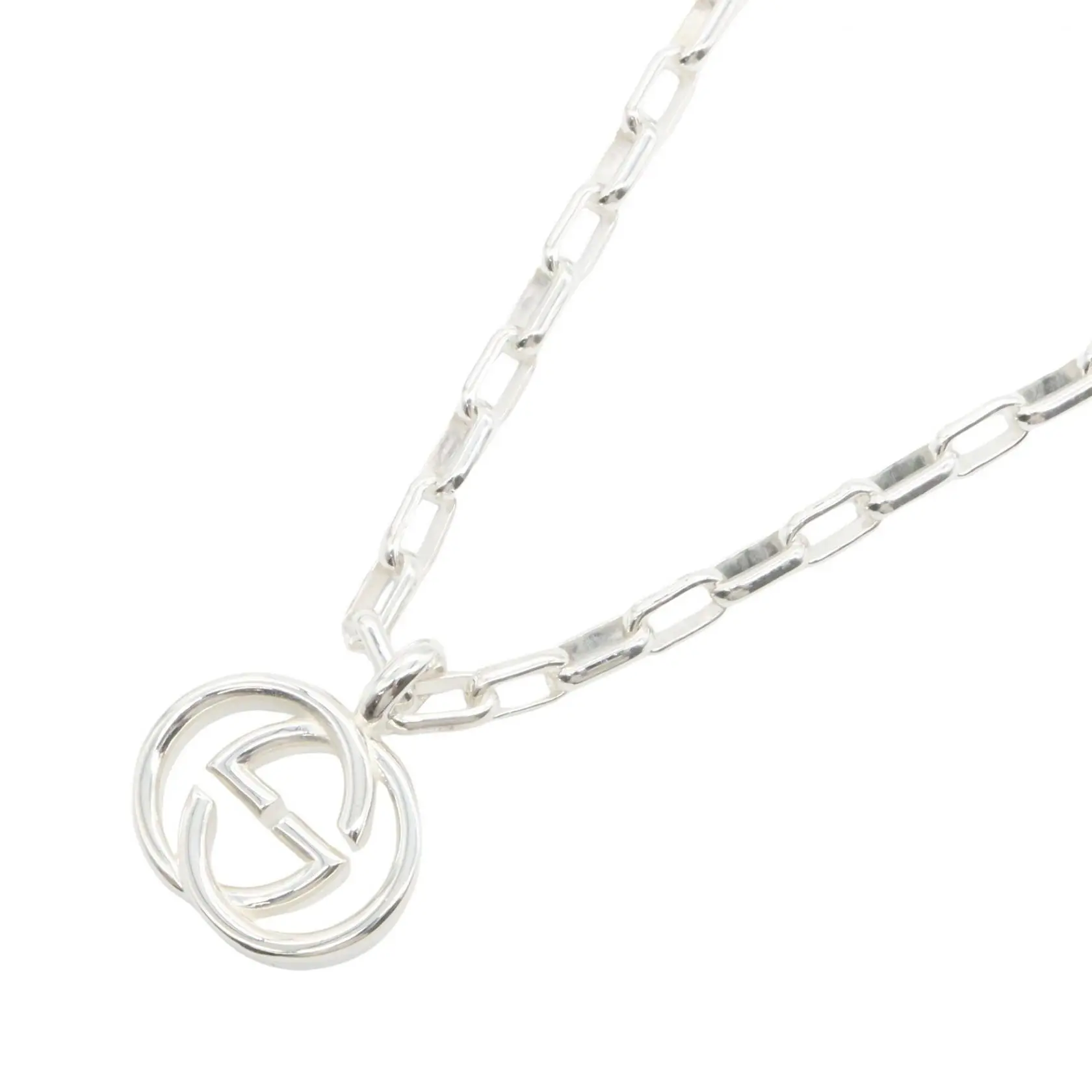 Pre-owned GUCCI Sterling Silver 925 (Ag925) Small Leather Goods Silver925 Necklace