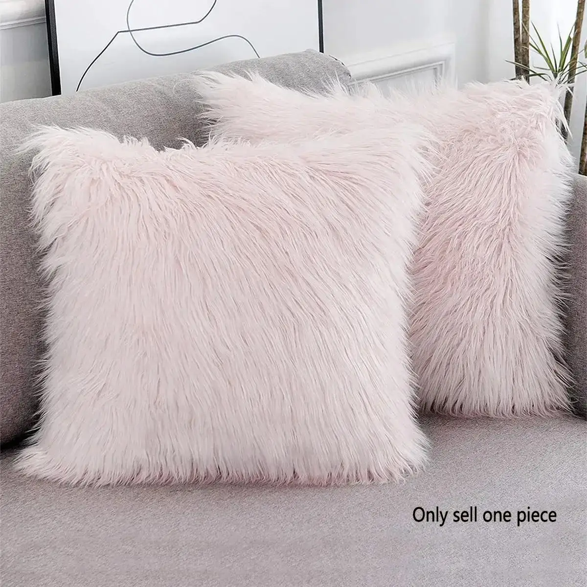 Solid Color Fashion Faux Fur Cushion Cover without Filler, 1 Count Soft Comfortable Breathable Anti-fade Cushion Cover for Bedroom Sofa Bed Decor