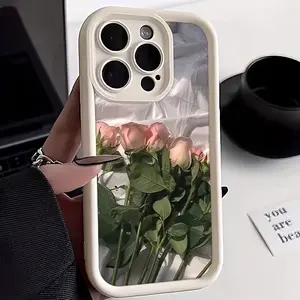 Realistic rose pattern phone case, compatible with iPhone 17 Pro Max, 16 Pro Max, 15 Pro, 14, 13, 12, and 11.  Shockproof and drop-resistant phone case made of durable silicone material.