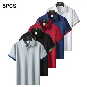 Men's Summer Shirt Pack of 5 Breathable Short Sleeve T Shirts Suitable for Casual and Work Wear, Machine Washable Regular Fit, Casual Clothing with Soft Fabric Structure