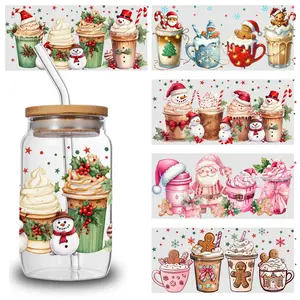 5 Sheets Christmas Drinks   Stickers   cup wrap Decor Positive Affirmations Room Decor Plastic Self-Adhesive Labels Waterproof  Transfer aesthetic cute vintage UV DTF practical joke gift girl kid teen adult Mug scrapbook scrap journal Stamps Party Favors