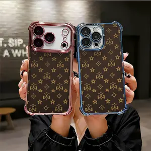 Vintage Black & Gold Star Motif Phone Case for iPhone 17 AIR 17 PRO 16 PRO 15  PRO MAX  14 PLUS 13 PRO 12 11 series (silicone softshell) airbag anti-drop and shockproofmobile phone protective case