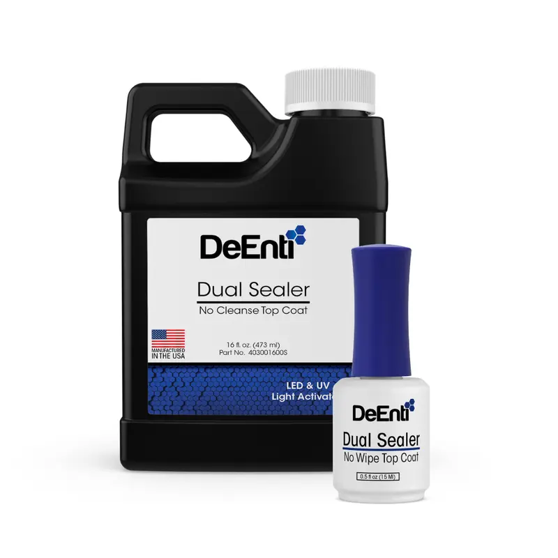 DeEnti Dual Sealer Top Coat - No Wipe No Cleanse UV/LED 12g Glossy Nail Polish for Manicure & Nail Care