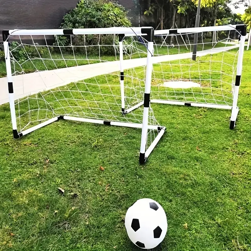 Children Plastic Football Gate Indoor Outdoor Sports Toy Large Size Two-In-One Portable Kid Soccer Goal Net, Easy Setup and Carry