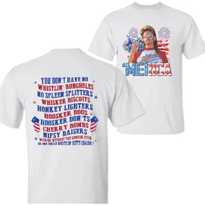 🎆 Joe Dirt Merica Fireworks Shirt – Party In The USA 4th Of July Tee, Independence Day Graphic T-Shirt, 2-Sided Print, 100% Cotton Unisex Classic Short Sleeve, Soft Breathable Summer Shirt, Womenswear & Menswear Top, Gift for Patriotic Fans