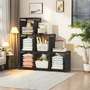 dealsforyoudays Sale 6-Cube Closet Organizer Storage Shelves Cubes Organizer DIY Plastic Closet Cabinet Modular Book Shelf Organizing Storage Shelving for Bedroom Metal Rack Stackable Bookshelf Wall Corner Bookshelf