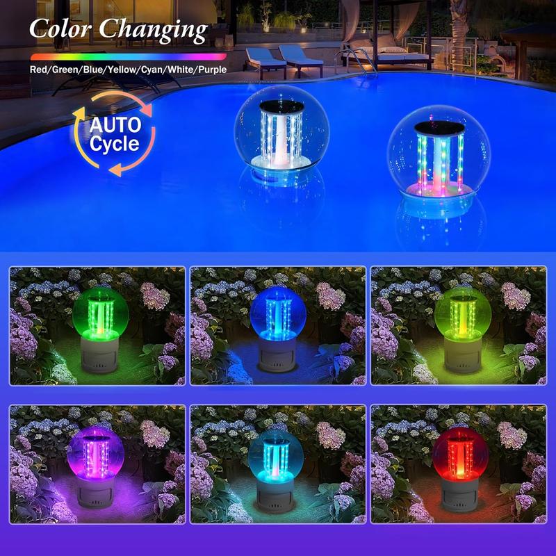 Solar Pool Chlorine Floater with Lights, Collapsible Chlorine Tablet Floater Fits Up to 4 Pieces 3 Inch Tabs, 9 Inch Adjustable Flow Floating Chlorines Dispenser for Pool Hot Tub Spa