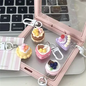 5pcs Cartoon Dessert Keychains Set, Cute 3D Cake & Sweets Charms, Couple'S Keyring Collection, Fun Bag Pendants, Student Fashion Accessories, with Alloy & Resin, Lobster Clasp, for No Power Needed, Fashionable Alloy Keychain