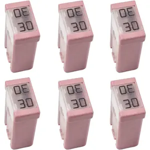 6PCS 30A 32V Mini Slotted Automotive MCASE Shaped Cartridge Fuse Kit Micro Low-Profile Fuses Replacement Universal Vehicle Fuses Assortment for Car Truck SUV