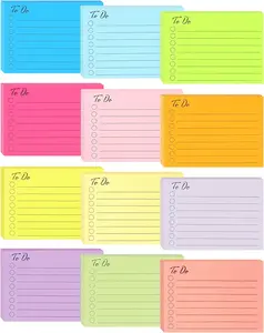 12 Pads to Do List Sticky Notes, 504 Sheets, 3x4 Inch with Line Adhesive Memo, 12 Bright Multi Colors Lined Self-Stick Note Pads, to Do List Notepad, Easy to Use for Home, Office, Notebook
