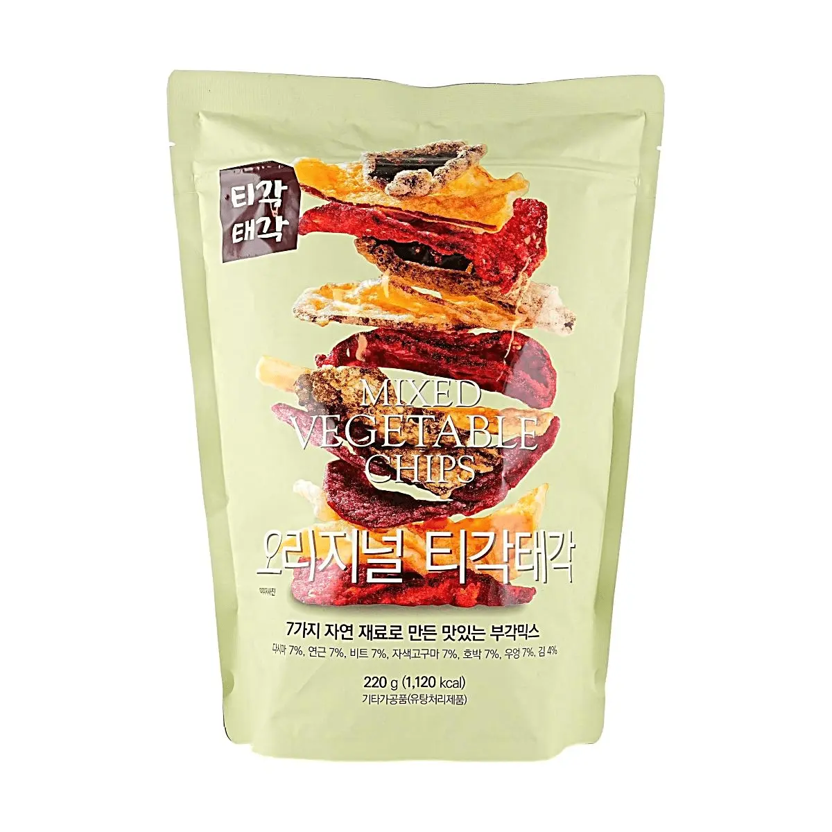 Tigaktaegak Korean Mixed Vegetable Crisps 220g - Healthy Snack, Gluten-Free, Vegan, Non-GMO