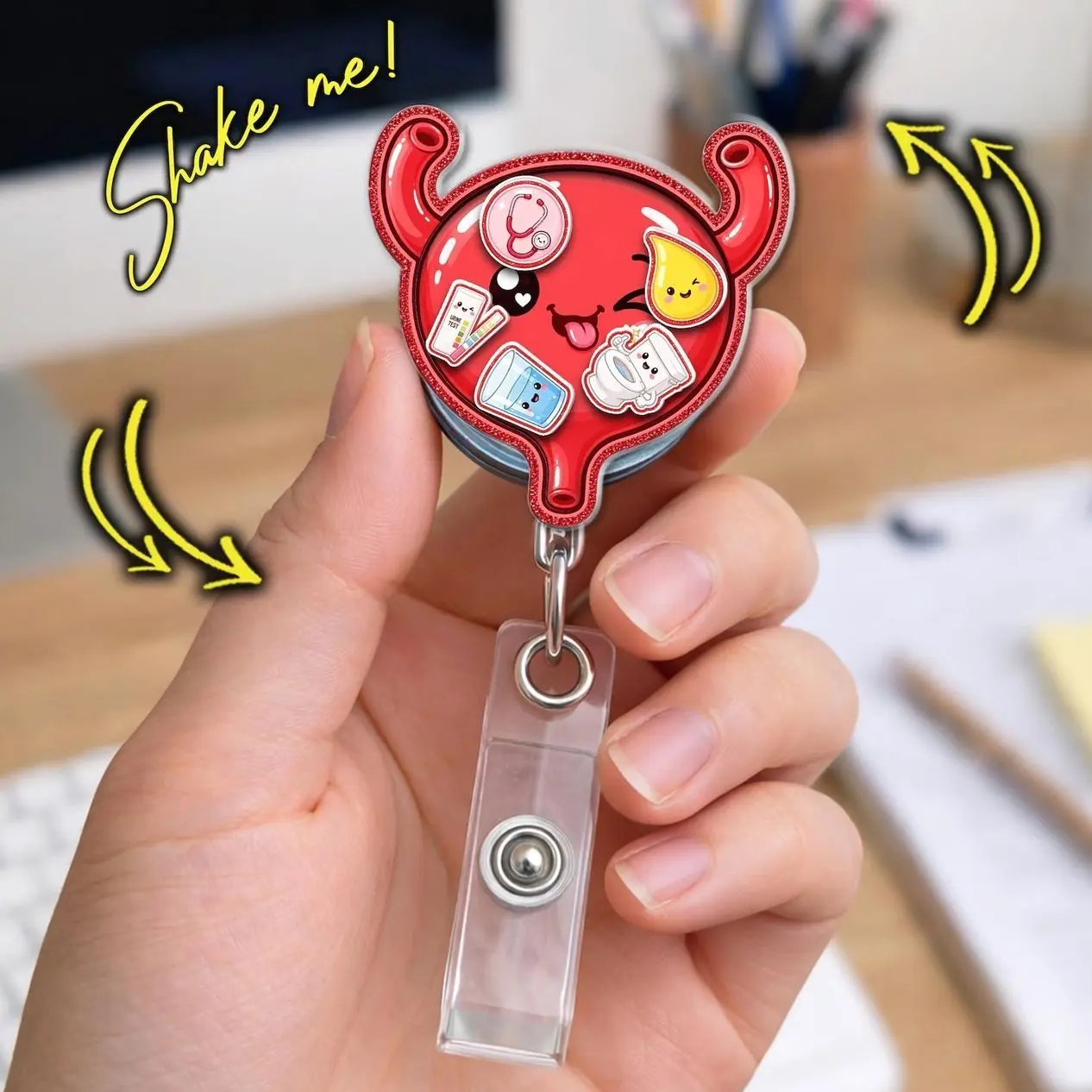 Bladder Shaker Badge Reel, Funny Urology Nurse Badge Holder, Medical Retractable ID Clip Gift ZOS