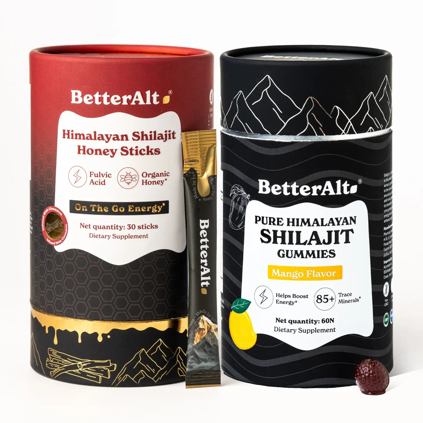 BetterAlt Fitness Resolution Duo | Shilajit Cinnamon Honey Sticks & Mango Gummie...