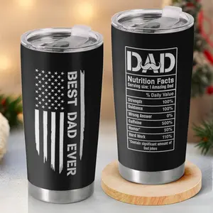 Gift – Dad Nutrition Facts 20oz Travel Tumbler – Best Dad Ever Funny Cup, Humorous Gift for Father’s Day, Birthday or Christmas, Daily Drinkware for Him,Father's Day Survival, Mens Accessories, Hubby Surprise, Bonus Dad,New Dad Present,