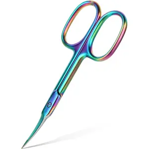 Curved Cuticle Scissors Extra Fine Precision Nail Skin Trimmer Professional Stainless Steel Manicure Scissor Small Cutters with Pointed Tip for Eyebrow Eyelash
