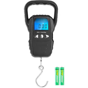 Fish Scale,110lb/50kg Large Handle,Large Backlit LCD Display,Digital Fish Scale with Built-in Measuring Tape, Fishing Gifts for Men,Black...