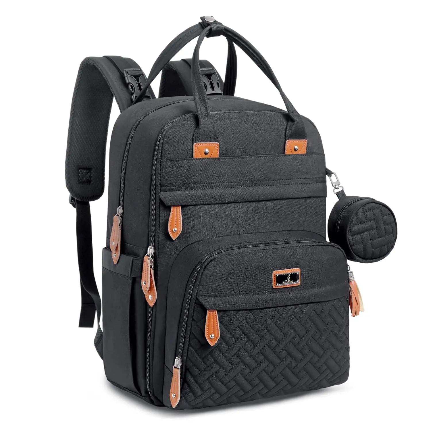 Babbleroo Diaper Bag Backpack - Baby Essentials Travel Tote - Multi Function Water Resistant Diaper Bag, Travel Essentials Baby Bag with Changing Pad, Stroller Straps & Pacifier Case - Unisex, Black BabbleRoo
