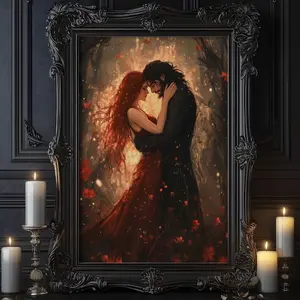 Persephone and Hades Wall Art, Love in Darkness, Greek Mythology Print, Greek Goddess Poster, Mythology Decor, Divine Art, Hades Poster -  16x24 inch (40x60cm) Unframe Canvas Poster Room Gifts Colorful Ornaments Artistic Decoration