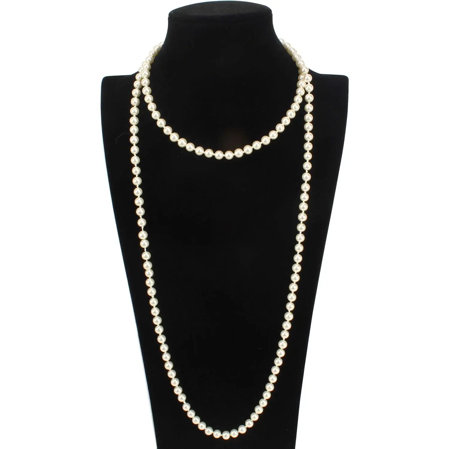 Classic 1920s Faux Pearl Cluster Pendant Long Necklace, 55" to 60" Adjustable (58" Option), Vintage Clothing Accessories for Costume Party Jewelry, 57 Inch To 60 Inch, 58 Inch