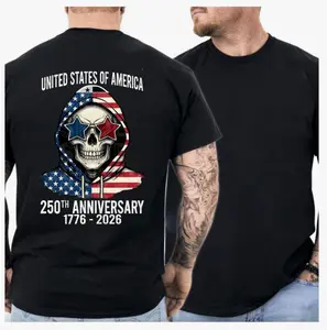 USA 250th Anniversary Skull T-shirt, 1776–2026 American Flag Patriotic T-shirt, 250 Years Shirt, T-Shirt for Men & Women.