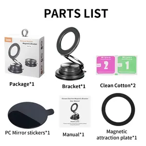 Portable Foldable Magnetic Cell Phone Car Mount - Compact, Adjustable Angle Dual-Axis Swivel Holder with Suction Pad, Universal Car Mount for iPhone 12-17, Summervibes Stone Cellphone Accessory
