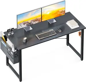 ODK Computer Desk Large Office Desk, 48 Inch Writing Desk with Storage, Modern PC Desk Work Table with Headphone Hook for Home Office, Black