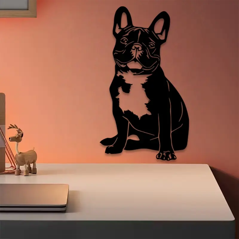 1pc French Bulldog Metal Wall Art, French Bulldog Statue Mural, Perfect for Living Room Wall, Vintage Decor, Ideal Gift for Dog Lovers, Rust-Resistant Metal, Artistic Modern Home Decoration