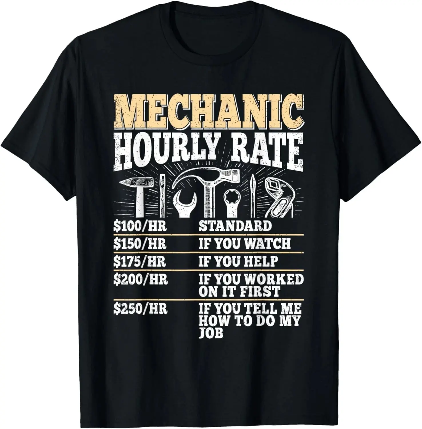 Funny Mechanic Hourly Rate Vintage Car Repairman Craftsman Gift Unisex T-Shirt