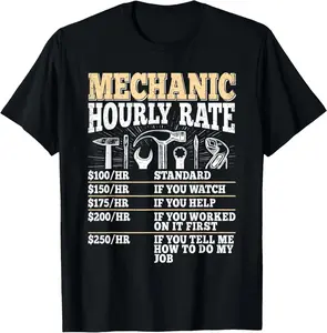 Funny Mechanic Hourly Rate Vintage Car Repairman Craftsman Gift Unisex T-Shirt