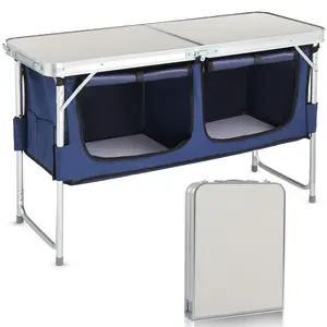4 Ft Folding Camping Table with Storage Function Weighing Chair Enhancer