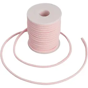 21.9 Yard(20m) Pink Nylon Cord Elastic Nylon String Long Flat Spandex Swimsuit Strings Stretch Beading Keychain T-Shirt Yarn for Sewing DIY Bag Blanket Craft