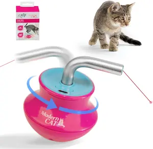 All For Paws Cat Laser Pointer Toy for Bored Indoor Adult Cats 360° Laser Rotation USB Rechargeable Wooble Base Interactive Spinning Top Design Safe ABS Material Multi-Cat Multi-Surface Friendly