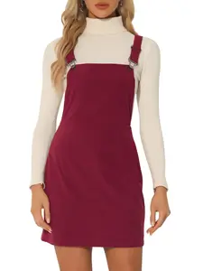 INSPIRE CHIC Suspender Skirt Adjustable Strap Pinafore Corduroy Overall Dress