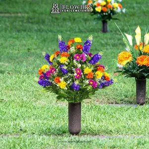 Purple, Violet, and Yellow Wildflowers Cemetery Arrangement for Vase - Spring and Summer Flowers for Cemetery Vase - Cemetery Flowers