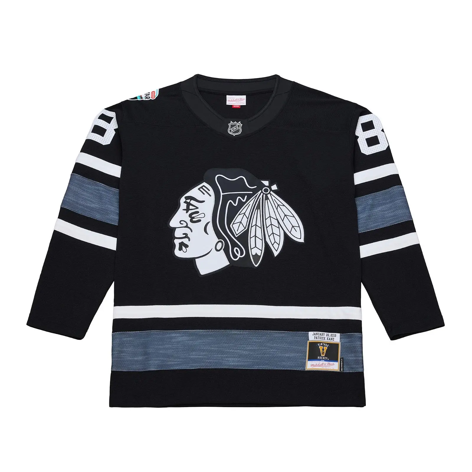 Patrick Kane 2019 NHL All-Star Game Black Power Play Jersey Throwback Hockey Fan Gear Mitchell & Ness
