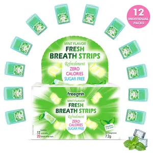 Freegrin Mouthwash Tablets Portable Upgrade Box Pack, 12 Individually Wrapped Pieces, Solid Form, Non-Flammable, Multi-Pack