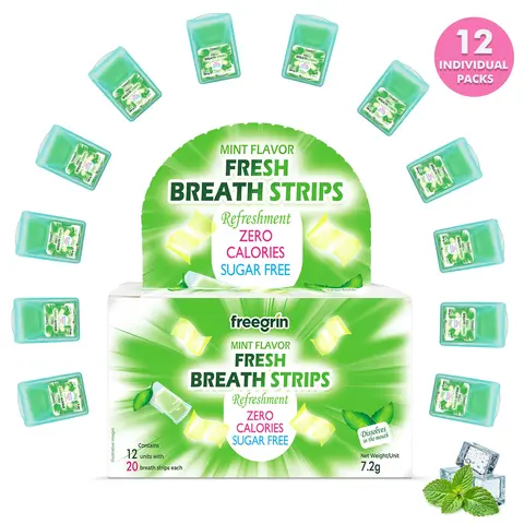 Freegrin Mouthwash Tablets Portable Mouth Care Upgrade Box Pack, 12 Individually Wrapped Pieces, Solid Form, Non-Flammable, Multi-Pack