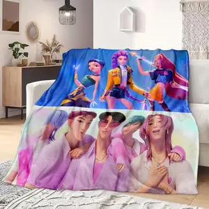 K-Pop Demon Hunter Anime Blanket, Soft Flannel Throw For Bed Sofa Camping Office, Perfect Gift For Fans & Manga Lovers, Man Women Gift