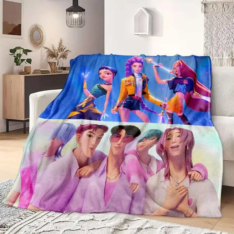K-Pop Demon Hunter Anime Blanket, Soft Flannel Throw For Bed Sofa Camping Office, Perfect Gift For Fans & Manga Lovers, Man Women Gift